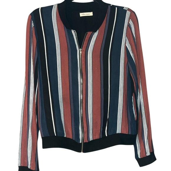 Chloe & Katie Striped Zip Up Bomber Jacket Spring Wear Vintage Inspired - Picture 1 of 6